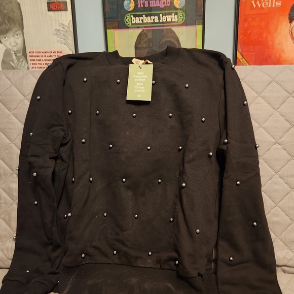 H&M Black Crewneck Sweater with Studded Embellishments - Picture 12 of 13